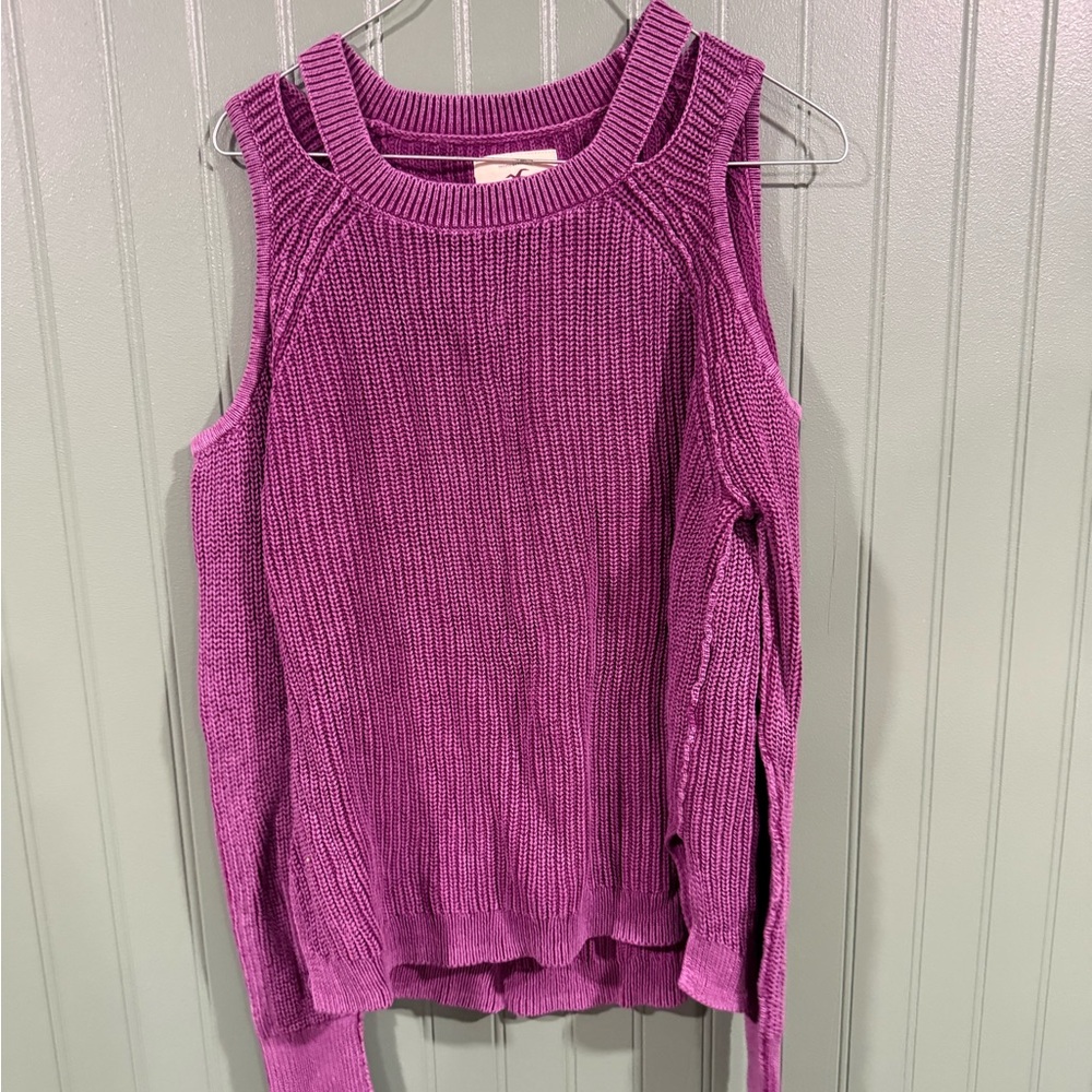 Hollister Purple Off-the-Shoulder Sweater
